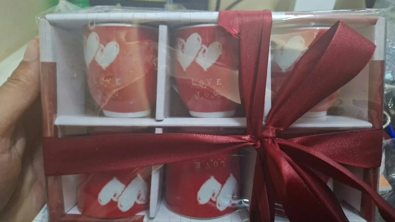 Set 6 tazzine da caffè "Love You" in confezione regalo