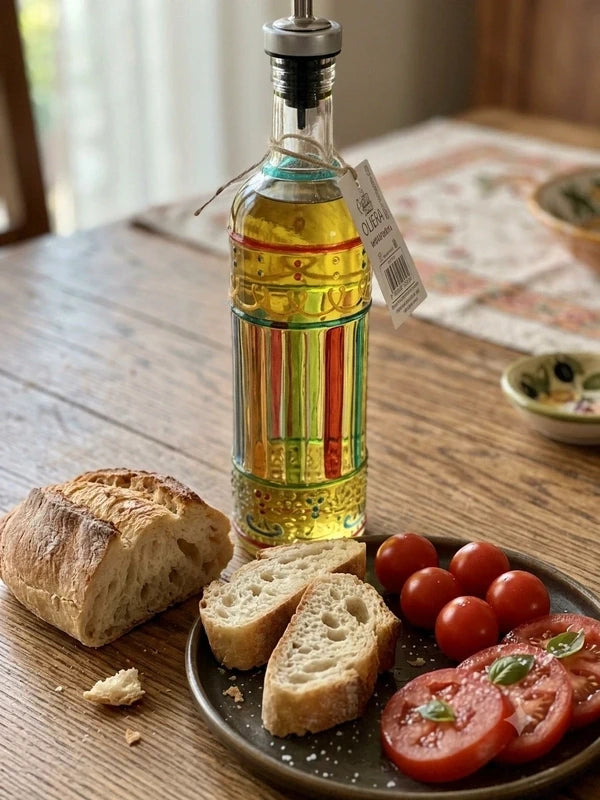 Oliera in vetro decorata con dosatore 500 ml