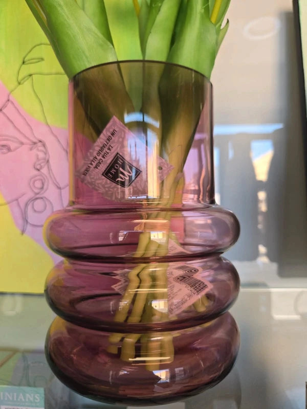 Vaso in vetro colorato ad anelli