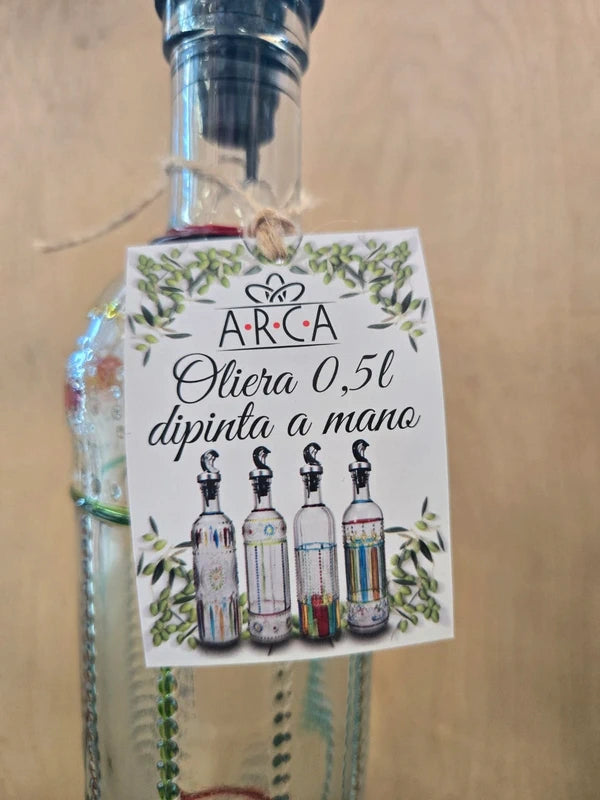 Oliera in vetro decorata con dosatore 500 ml