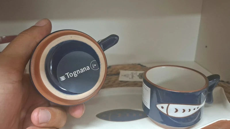 Set tazzine con vassoio in ceramica