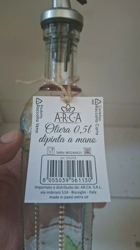 Oliera in vetro decorata con dosatore 500 ml