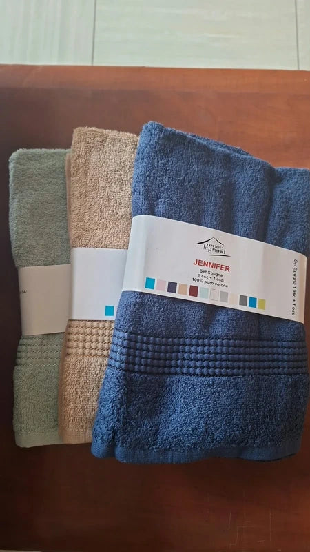 Set spugna Jennifer – 3 set viso + ospite, 100% cotone