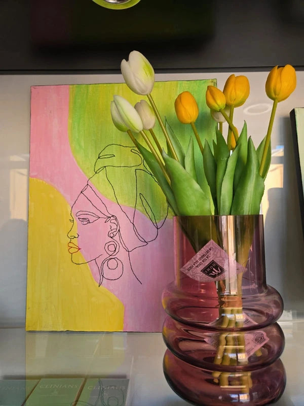 Vaso in vetro colorato ad anelli