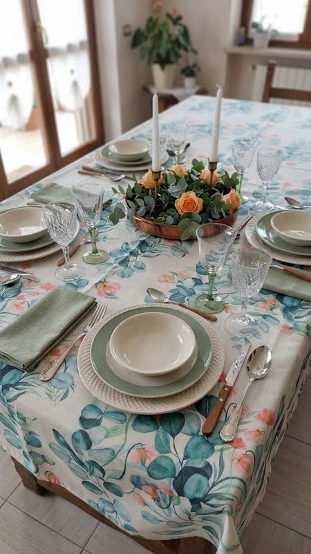 Tovaglia antimacchia no stiro x12 – fantasia tulipani