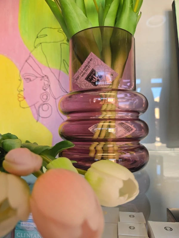 Vaso in vetro colorato ad anelli